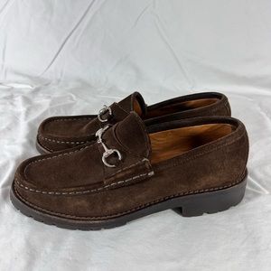 GUCCI Horsebit Women's Brown Suede Loafers Shoes Size Marked as 6.5B US